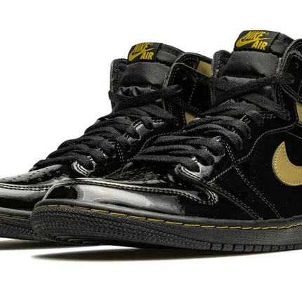 Men's Air Jordan 1 High Black Metallic Gold Shoes