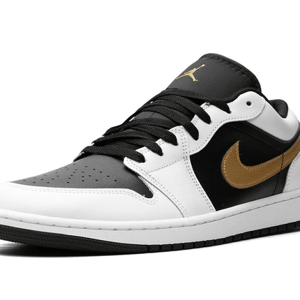 Men's Air Jordan 1 Low Gold Swoosh Shoes