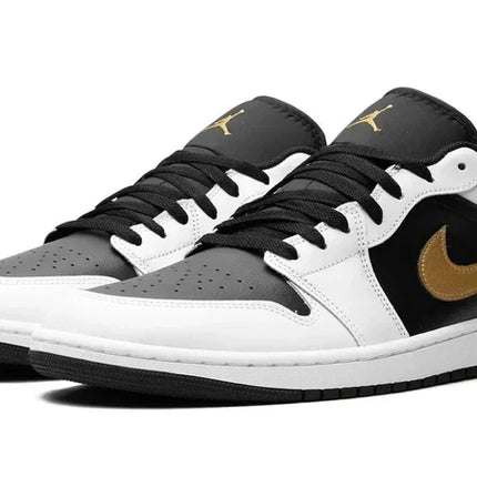 Men's Air Jordan 1 Low Gold Swoosh Shoes
