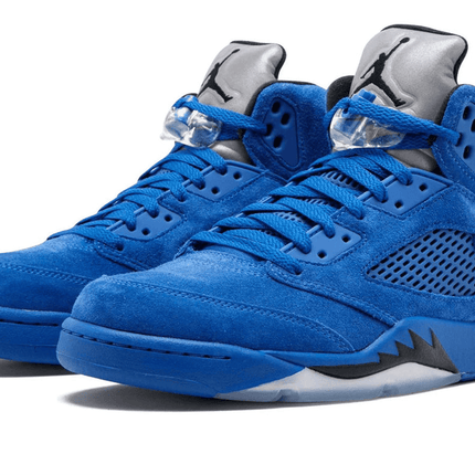 Men's Air Jordan 5 Blue Suede Shoes