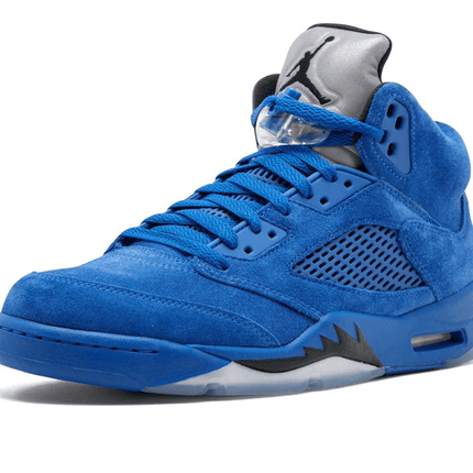 Men's Air Jordan 5 Blue Suede Shoes