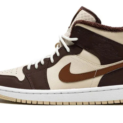 Men's Air Jordan 1 Mid Brown Basalt Fleece Shoes