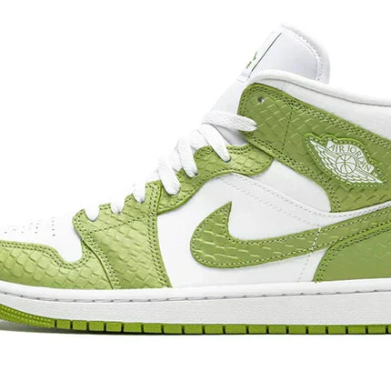 Men's Air Jordan 1 Mid Green Python Shoes