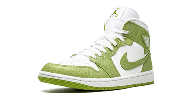 Men's Air Jordan 1 Mid Green Python Shoes