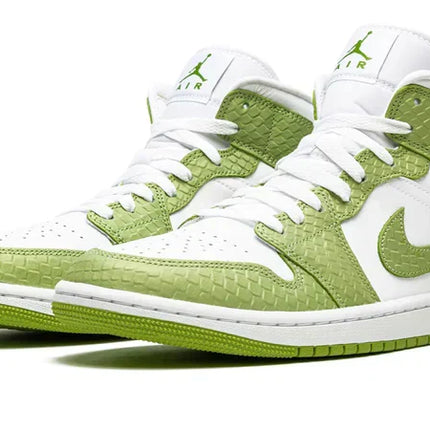 Men's Air Jordan 1 Mid Green Python Shoes
