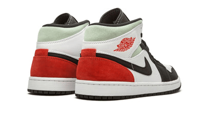 Men's Air Jordan 1 Mid Red Grey Black Toe Shoes
