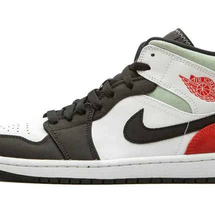 Men's Air Jordan 1 Mid Red Grey Black Toe Shoes