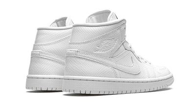 Men's Air Jordan 1 Mid White Snakeskin Shoes