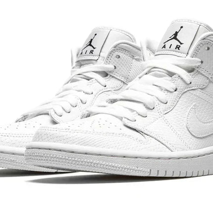 Men's Air Jordan 1 Mid White Snakeskin Shoes