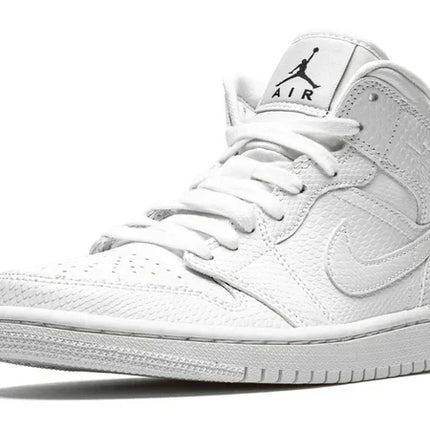 Men's Air Jordan 1 Mid White Snakeskin Shoes