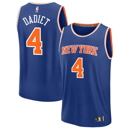Pacome Dadiet New York Knicks 2025 Icon Edition Fast Break Jersey - Blue