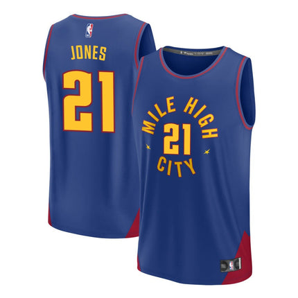 Spencer Jones Denver Nuggets 2025 Statement Edition Fast Break Jersey - Blue