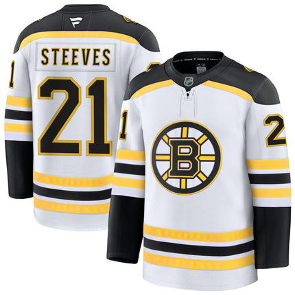 Alex Steeves Boston Bruins 2025 Away Jersey - White