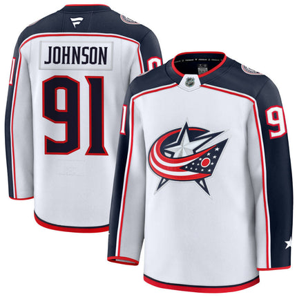Kent Johnson Columbus Blue Jackets 2025 Away Jersey - White