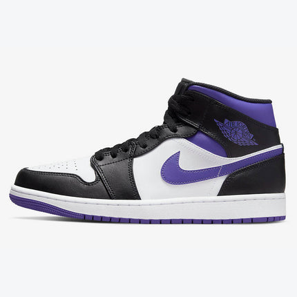 Men's Air Jordan 1 Mid 'White Black-Court Purple' Shoes