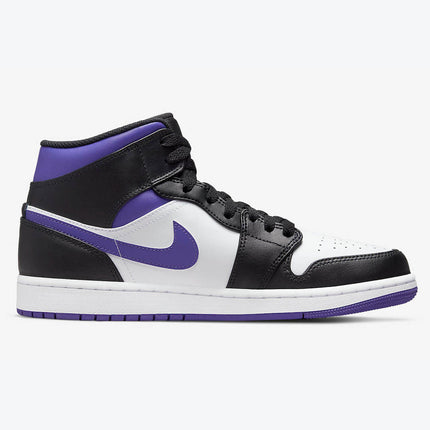 Men's Air Jordan 1 Mid 'White Black-Court Purple' Shoes