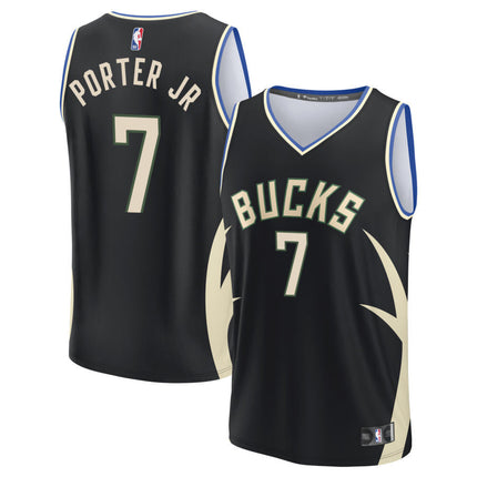 Kevin Porter Jr Milwaukee Bucks 2025 Fast Break Statement Edition Jersey - Black