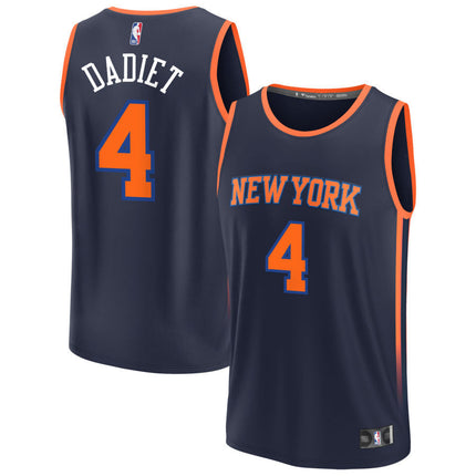 Pacome Dadiet New York Knicks 2025 Fast Break Statement Edition Jersey - Navy