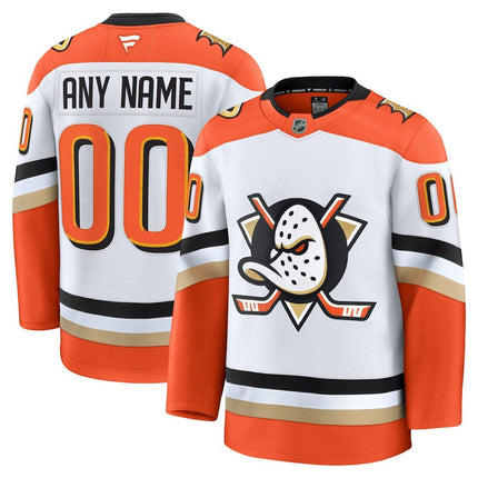 Custom Name Anaheim Ducks 2025 Away Premium Jersey - White