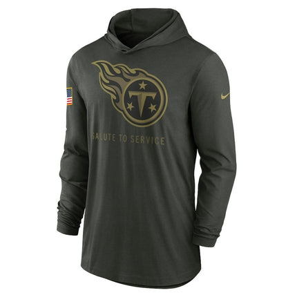 Tennessee Titans 2025 Salute to Service Sideline Dri-FIT Lightweight Hooded Pullover - Forest Green