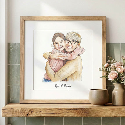 Grandma and Me Illustration - Custom Portrait Art