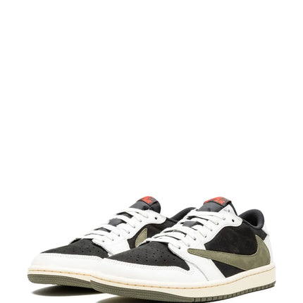 Men's Travis Scott x Air Jordan 1 Retro Low  ‘Black White Olive Green' Shoes