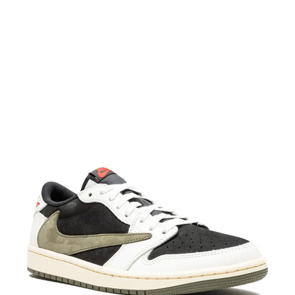 Men's Travis Scott x Air Jordan 1 Retro Low  ‘Black White Olive Green' Shoes