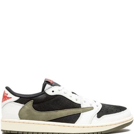 Men's Travis Scott x Air Jordan 1 Retro Low  ‘Black White Olive Green' Shoes