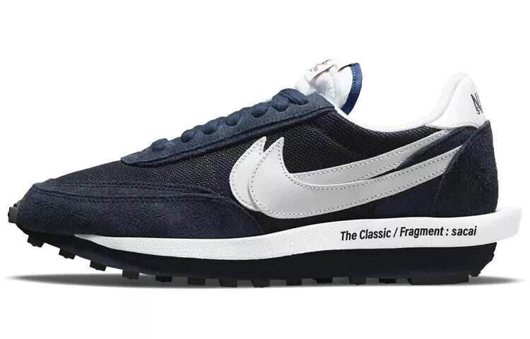 Men's Fragment × sacai × Nike LD Waffle Blackended Blue Shoes