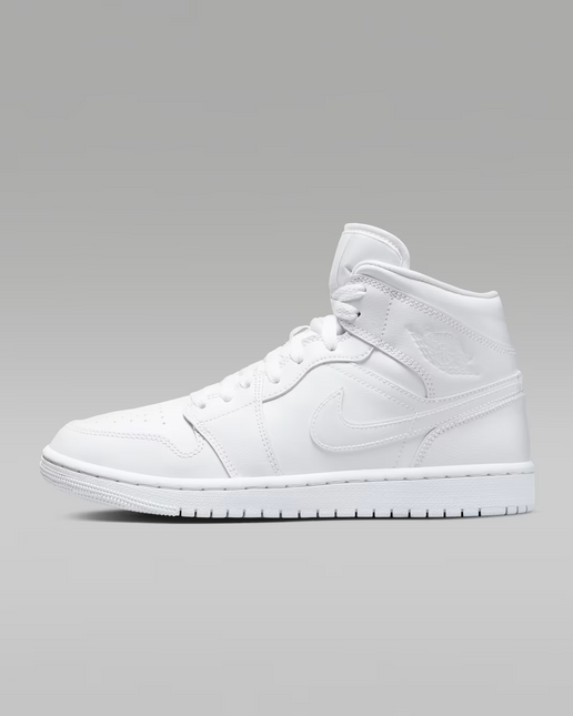 Men's Nike Air Jordan 1  Mid Triple White Shoes
