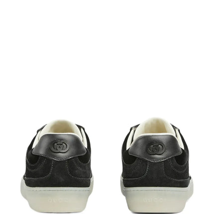 Men's Gucci G75 Logo-Appliquéd Leather-Trimmed Suede Black Sneakers