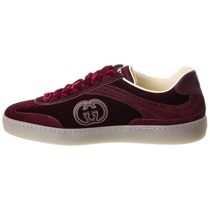 Men's Gucci G75 Logo-Appliquéd Leather-Trimmed Suede Velvet Sneakers