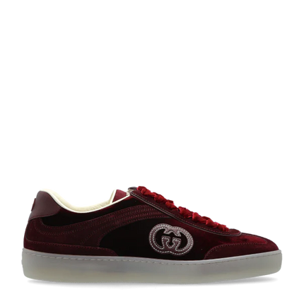 Men's Gucci G75 Logo-Appliquéd Leather-Trimmed Suede Velvet Sneakers