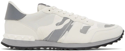 Men's Valentino Camo Rock Runners White & Silver Sneakers
