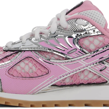 Men’s Bottega Veneta Orbit Flash Suede-Trimmed Veneta Pink Sneakers
