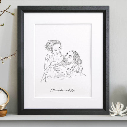 Wedding Couple Line Portrait - Custom Portrait Art