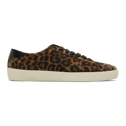 Men's Saint Laurent Court Classic SL06 Brown Suede Leopard Sneakers