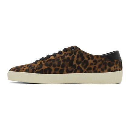 Men's Saint Laurent Court Classic SL06 Brown Suede Leopard Sneakers
