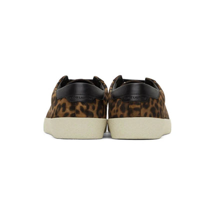 Men's Saint Laurent Court Classic SL06 Brown Suede Leopard Sneakers