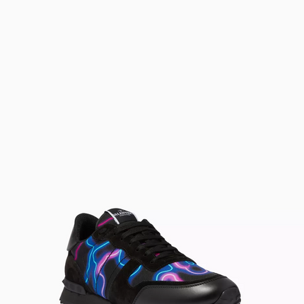 Men's Valentino Camo Rock Runners Neon Sneakers