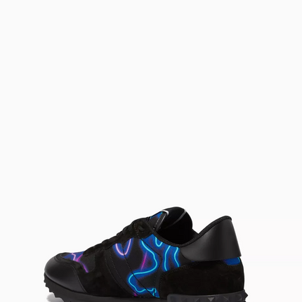 Men's Valentino Camo Rock Runners Neon Sneakers