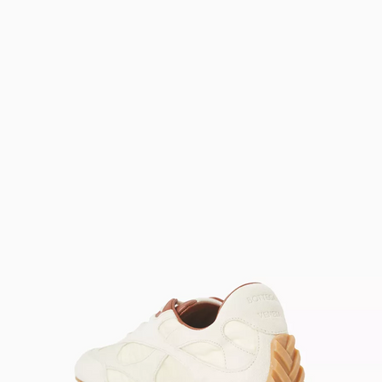 Men’s Bottega Veneta Orbit Flash Suede-Trimmed White Sneakers