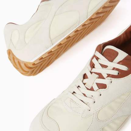 Men’s Bottega Veneta Orbit Flash Suede-Trimmed White Sneakers