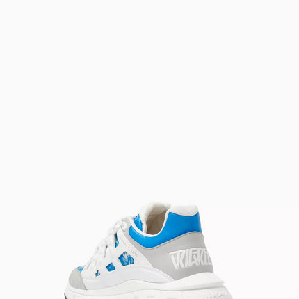 Men's Versace Men's Trigreca Lace Up Barocco Print White Blue Sneakers