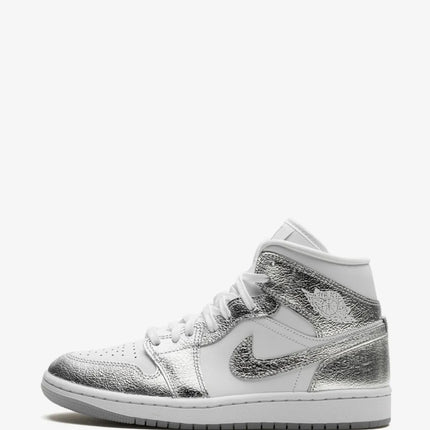 Men's Nike Air Jordan 1  Mid Metallic Silver Shoes