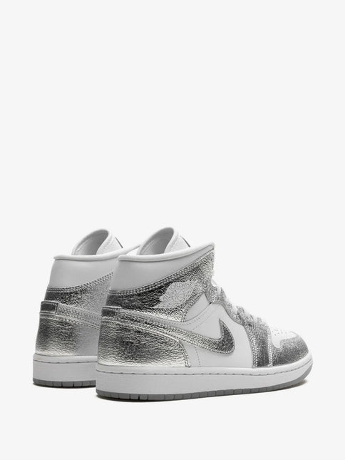 Men's Nike Air Jordan 1  Mid Metallic Silver Shoes