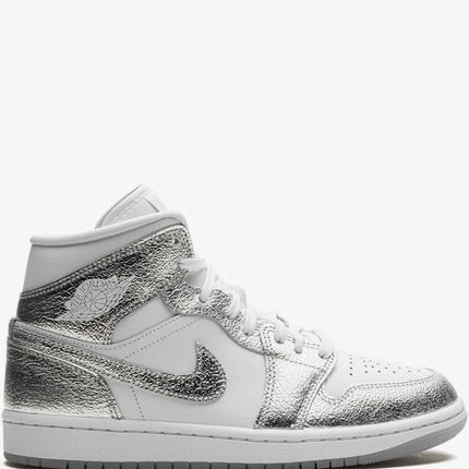 Men's Nike Air Jordan 1  Mid Metallic Silver Shoes