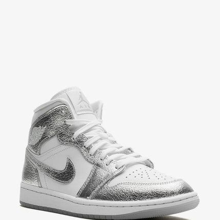 Men's Nike Air Jordan 1  Mid Metallic Silver Shoes