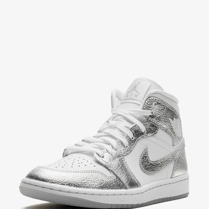 Men's Nike Air Jordan 1  Mid Metallic Silver Shoes