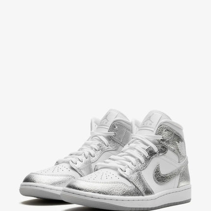 Men's Nike Air Jordan 1  Mid Metallic Silver Shoes